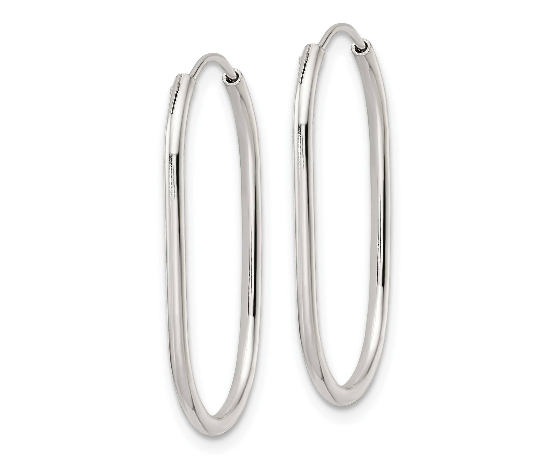 Sterling Silver Polished Endless Oblong Hoop Earrings