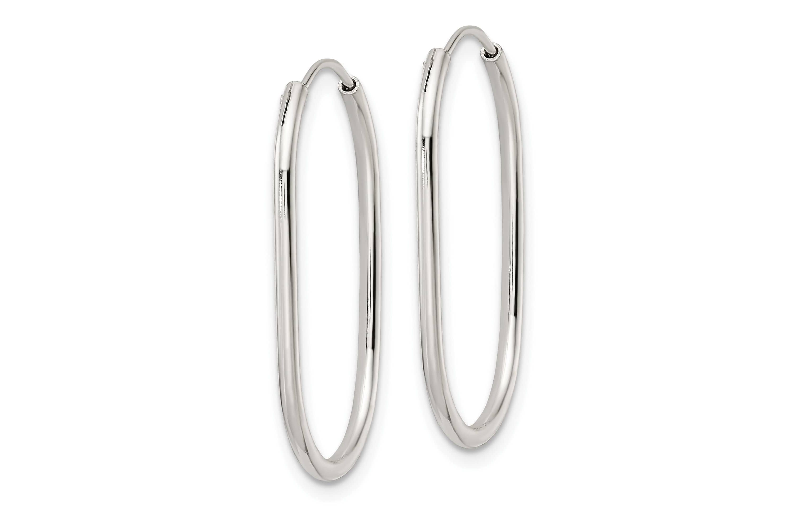 Sterling Silver Polished Endless Oblong Hoop Earrings