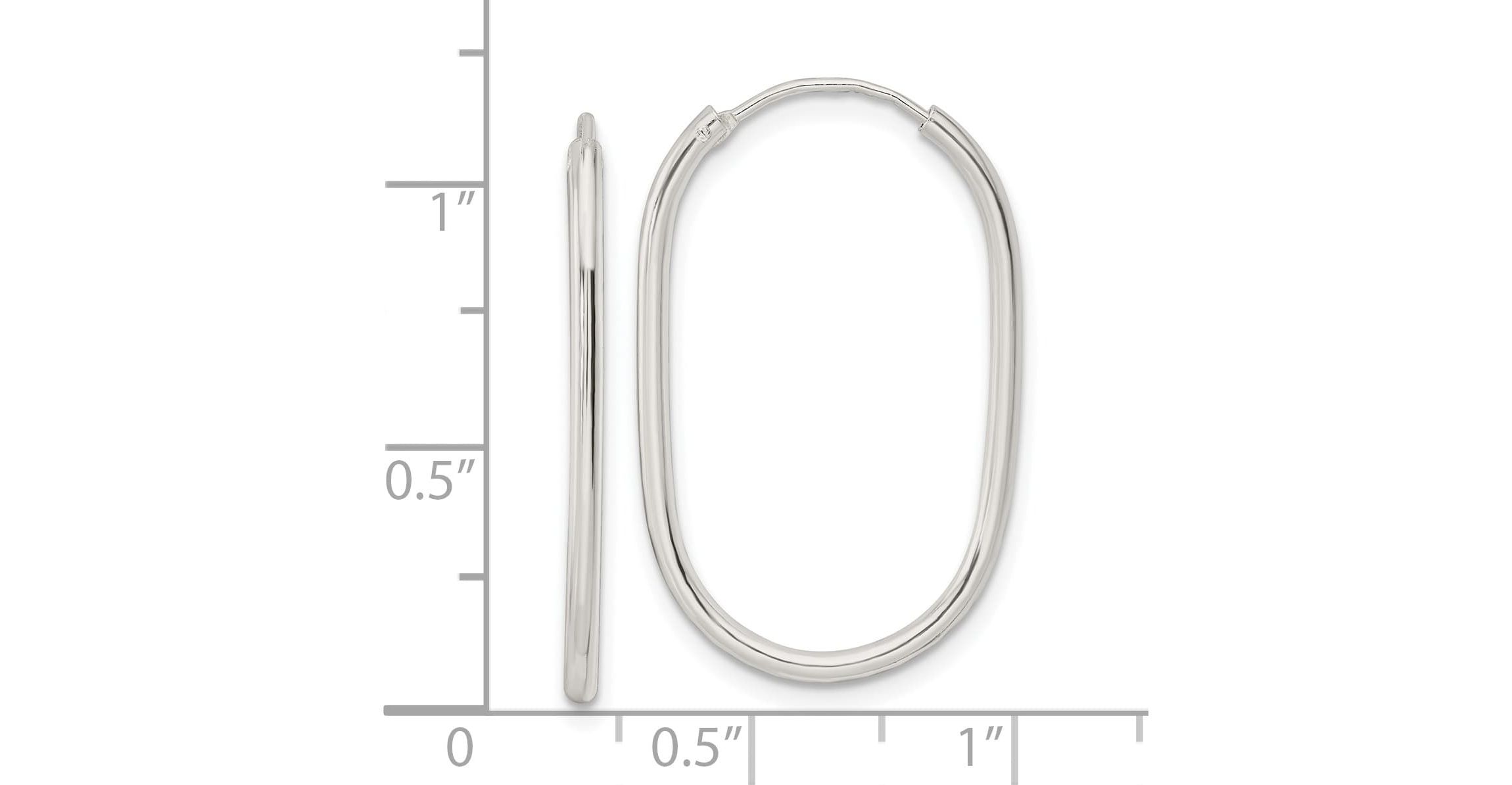 Sterling Silver Polished Endless Oblong Hoop Earrings