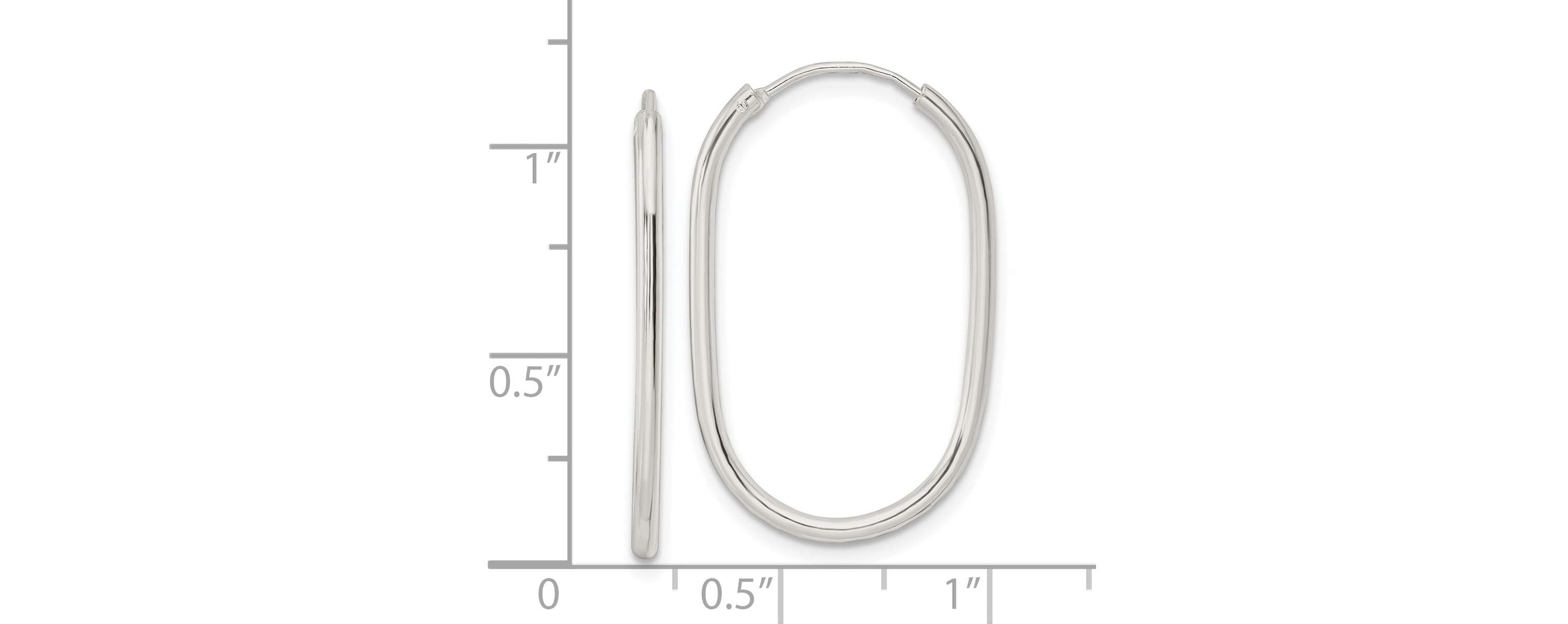Sterling Silver Polished Endless Oblong Hoop Earrings