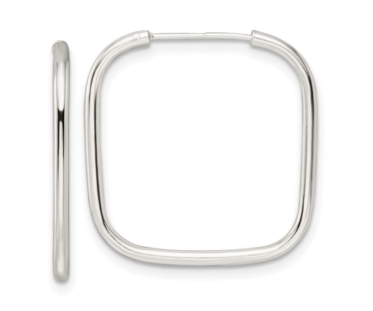 Sterling Silver Polished 1.5mm Square Endless Tube Hoop Earrings