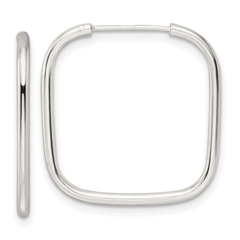Sterling Silver Polished 1.5mm Square Endless Tube Hoop Earrings
