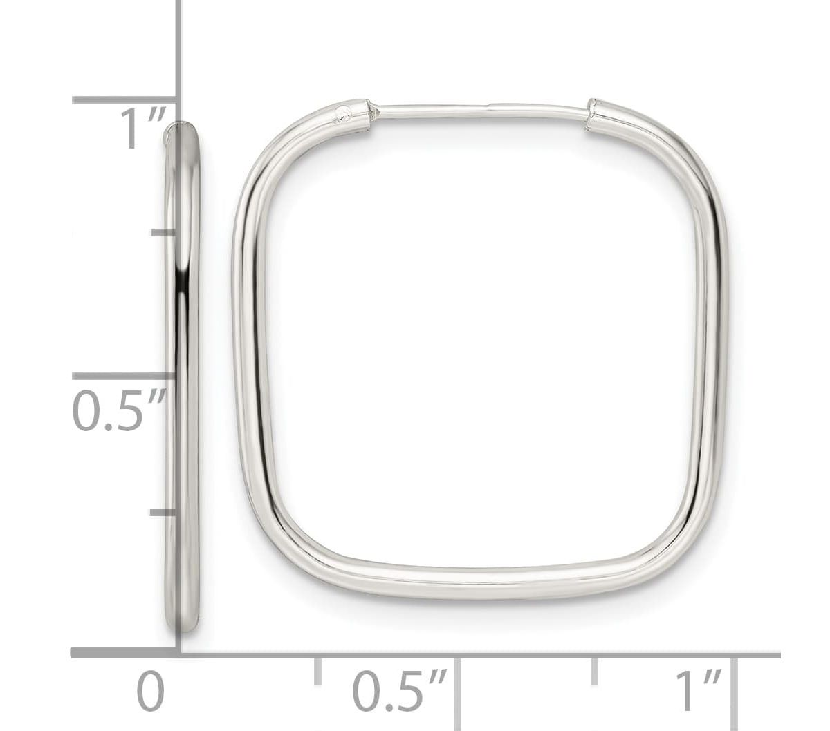 Sterling Silver Polished 1.5mm Square Endless Tube Hoop Earrings
