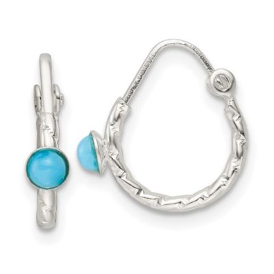 Belk & Co Turquoise Endless Hoop Earrings in Sterling Silver, White