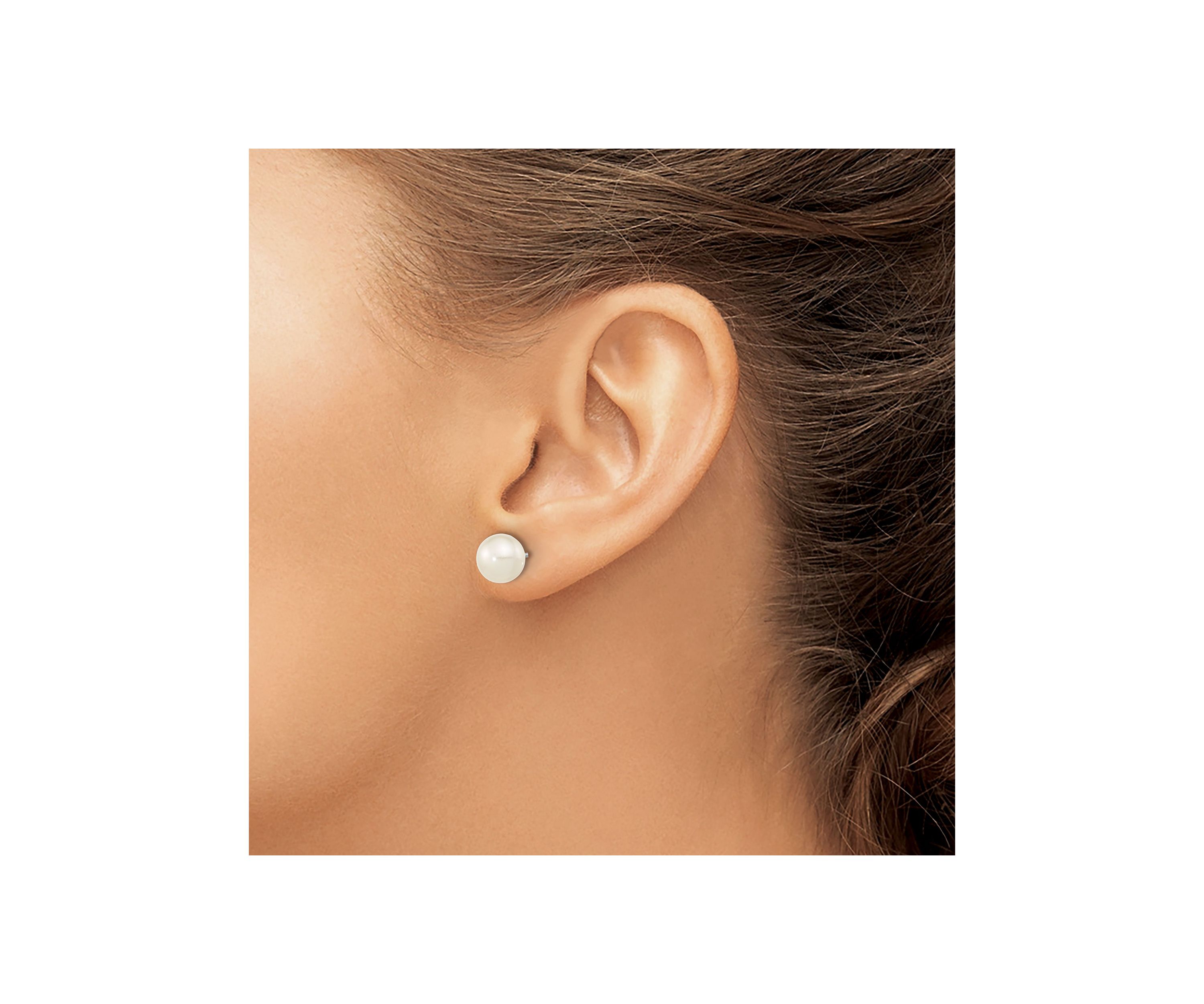 Sterling Silver Rhodium-plated 8-9mm Set of 3 White/ Black / Grey Button Freshwater Cultured Pearl Earrings