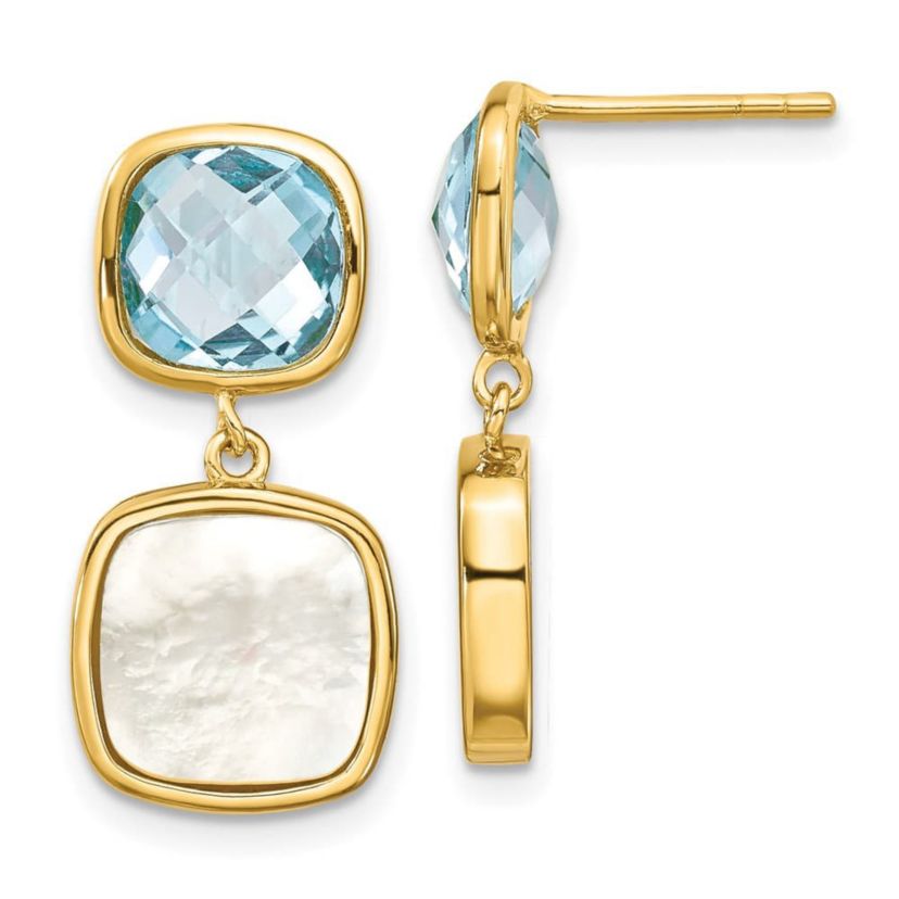 3.46 ct. t.w. Blue Topaz Post Dangle Earrings in Gold-plated Sterling Silver