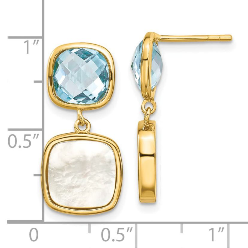 3.46 ct. t.w. Blue Topaz Post Dangle Earrings in Gold-plated Sterling Silver