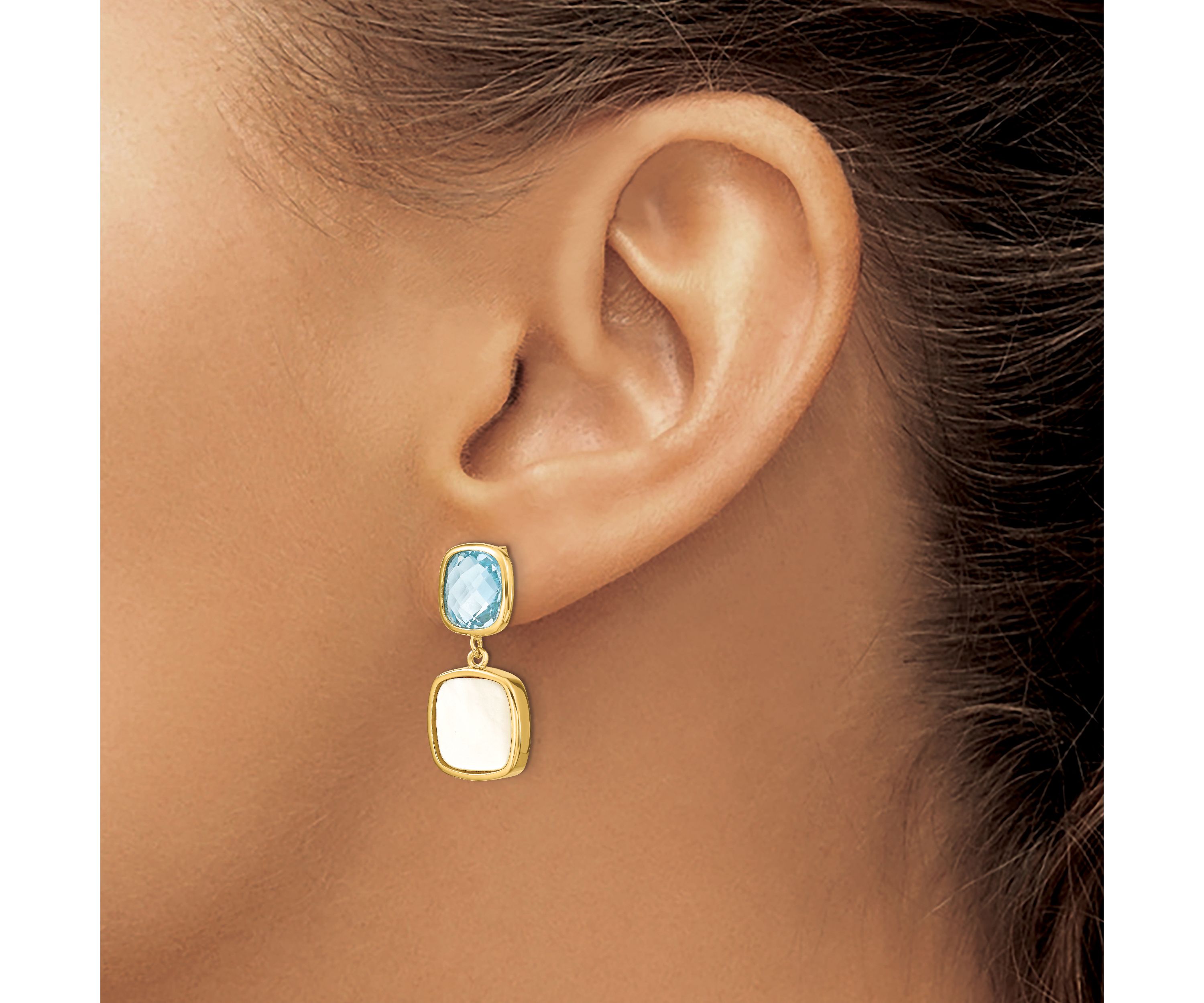3.46 ct. t.w. Blue Topaz Post Dangle Earrings in Gold-plated Sterling Silver