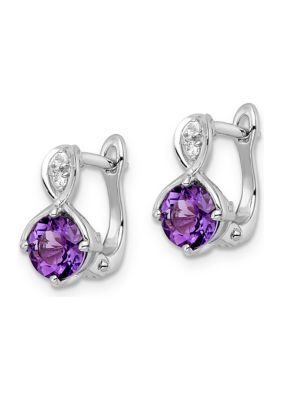 Belk & Co 1.95 Ct. T.w. Amethyst And White Topaz Hinged Earrings In Rhodium-Plated Sterling Silver