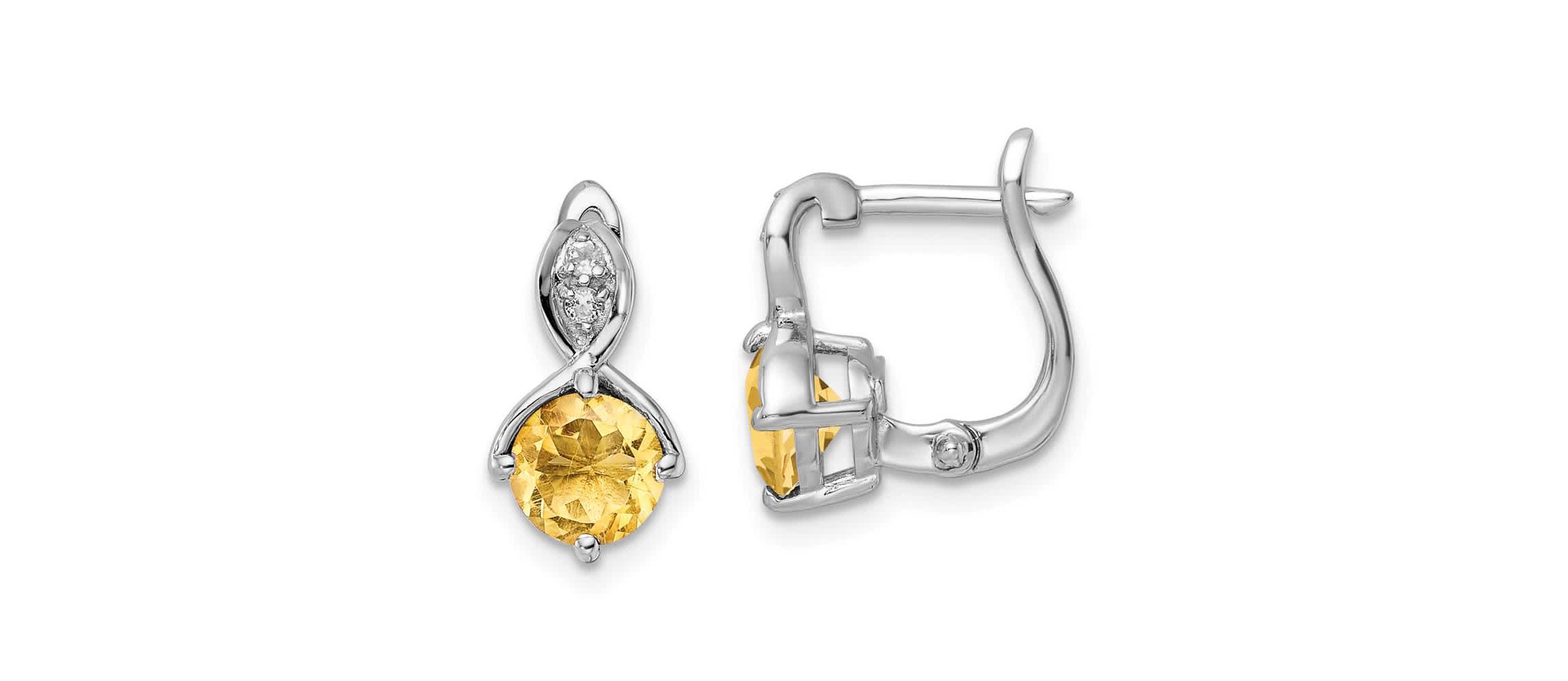 1.4 ct. t.w. Citrine and 0.08 ct. t.w. White Topaz Hinged Earrings in Rhodium-plated Sterling Silver