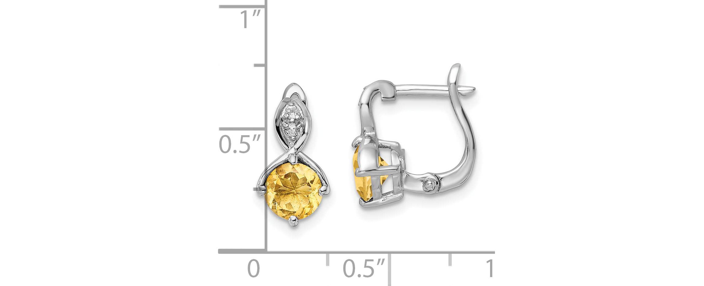 1.4 ct. t.w. Citrine and 0.08 ct. t.w. White Topaz Hinged Earrings in Rhodium-plated Sterling Silver