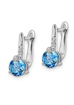 Belk & Co 2.1 ct. t.w. Swiss Blue Topaz and White Topaz Circle Hinged Earrings in Rhodium-Plated Sterling Silver