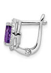 1.74 ct. t.w. Amethyst and White Topaz Oval Hinged Earrings in Rhodium-Plated Sterling Silver