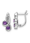 1/2 ct. t.w. Amethyst and White Topaz Swirl Hinged Earrings in Rhodium-Plated Sterling Silver