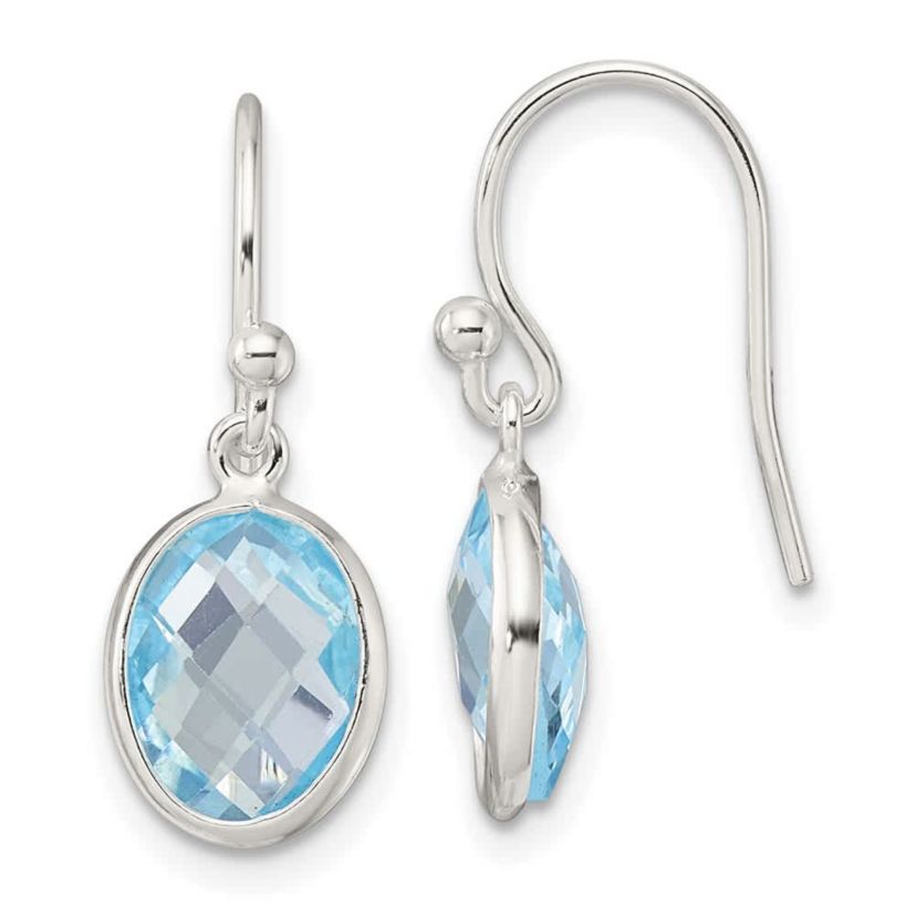 4.27 ct. t.w. Blue Topaz Polished Dangle Earrings in Sterling Silver