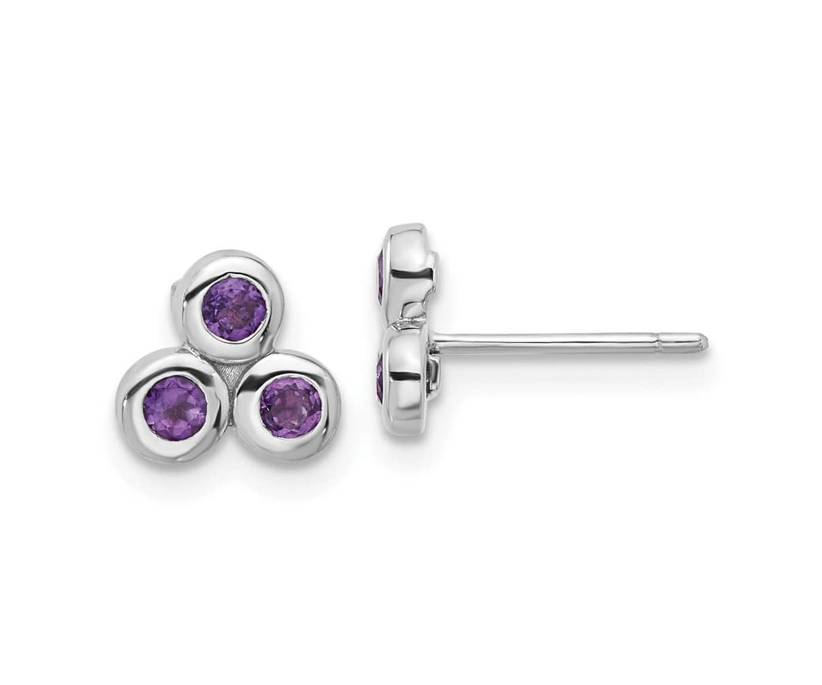 1/3 ct. t.w. Amethyst Post Earrings in Rhodium-plated Sterling Silver