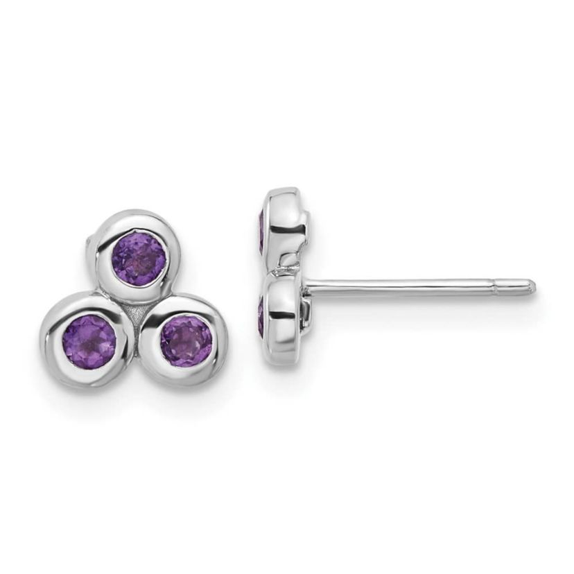 1/3 ct. t.w. Amethyst Post Earrings in Rhodium-plated Sterling Silver