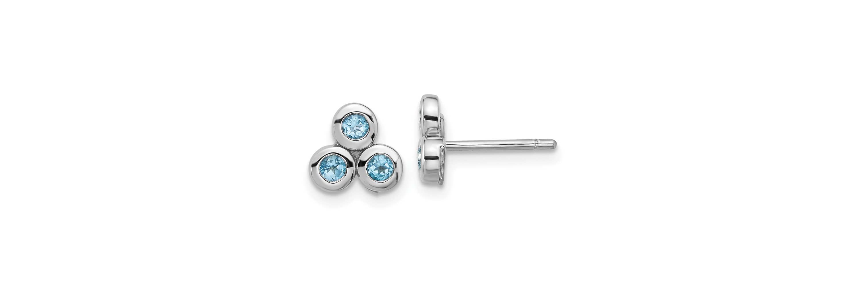 1/2 ct. t.w. Blue Topaz Post Earrings in Rhodium-plated Sterling Silver