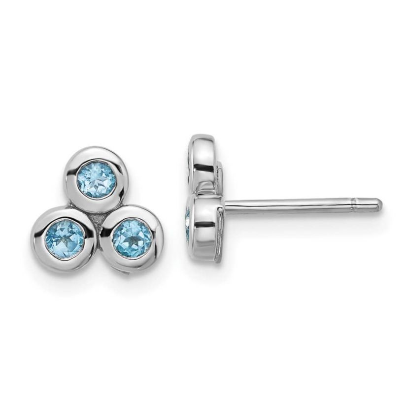 1/2 ct. t.w. Blue Topaz Post Earrings in Rhodium-plated Sterling Silver