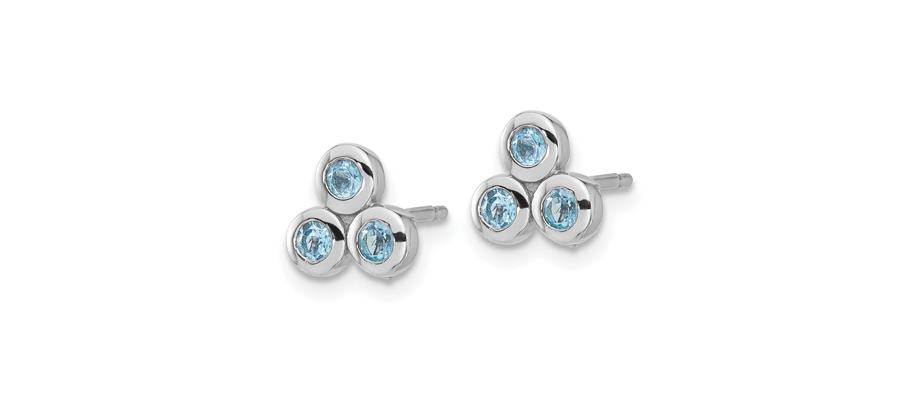 1/2 ct. t.w. Blue Topaz Post Earrings in Rhodium-plated Sterling Silver