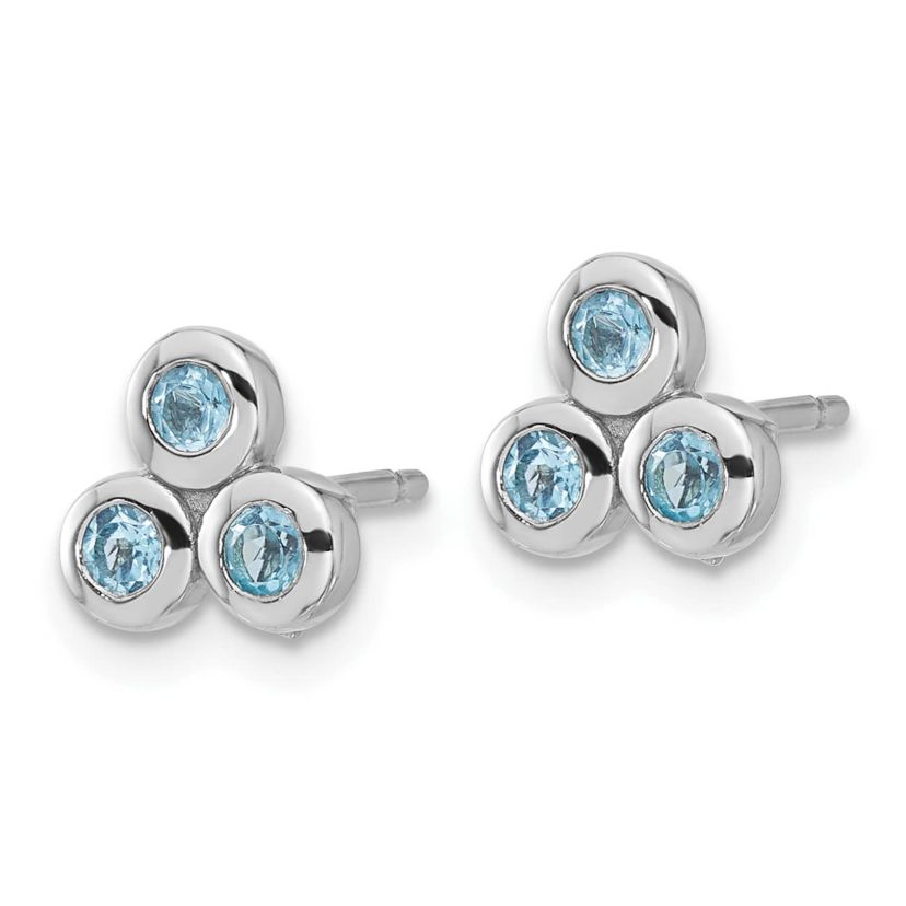 1/2 ct. t.w. Blue Topaz Post Earrings in Rhodium-plated Sterling Silver