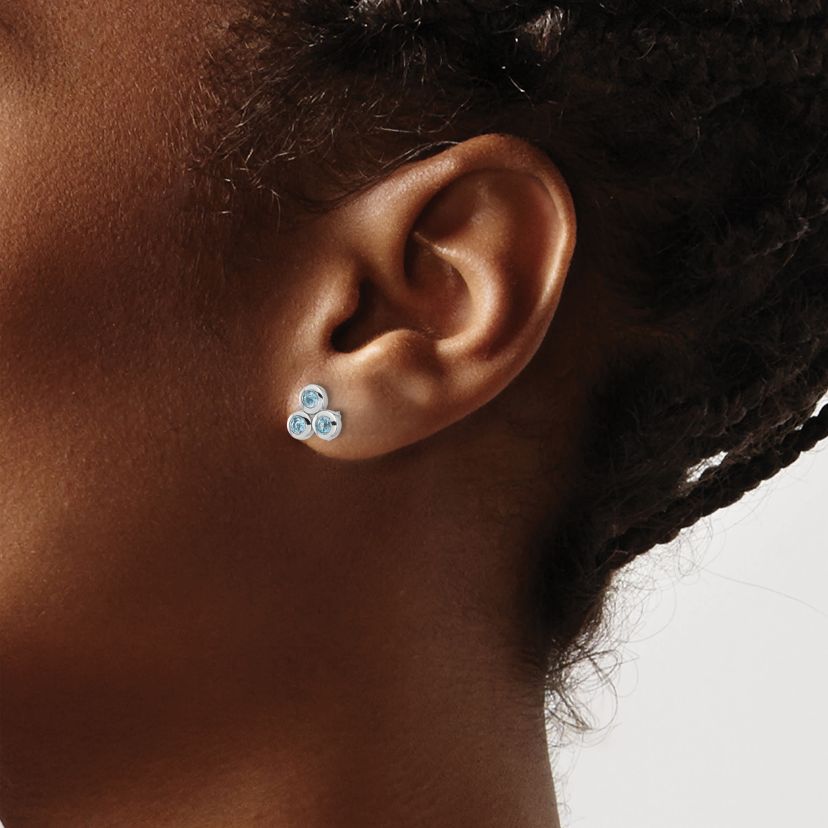 1/2 ct. t.w. Blue Topaz Post Earrings in Rhodium-plated Sterling Silver