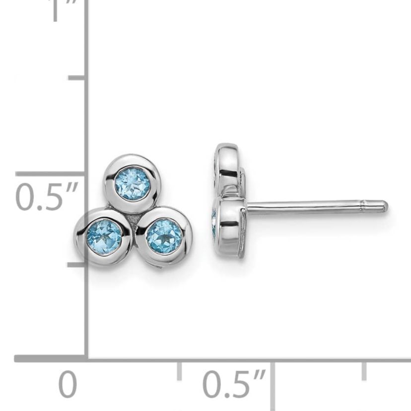 1/2 ct. t.w. Blue Topaz Post Earrings in Rhodium-plated Sterling Silver