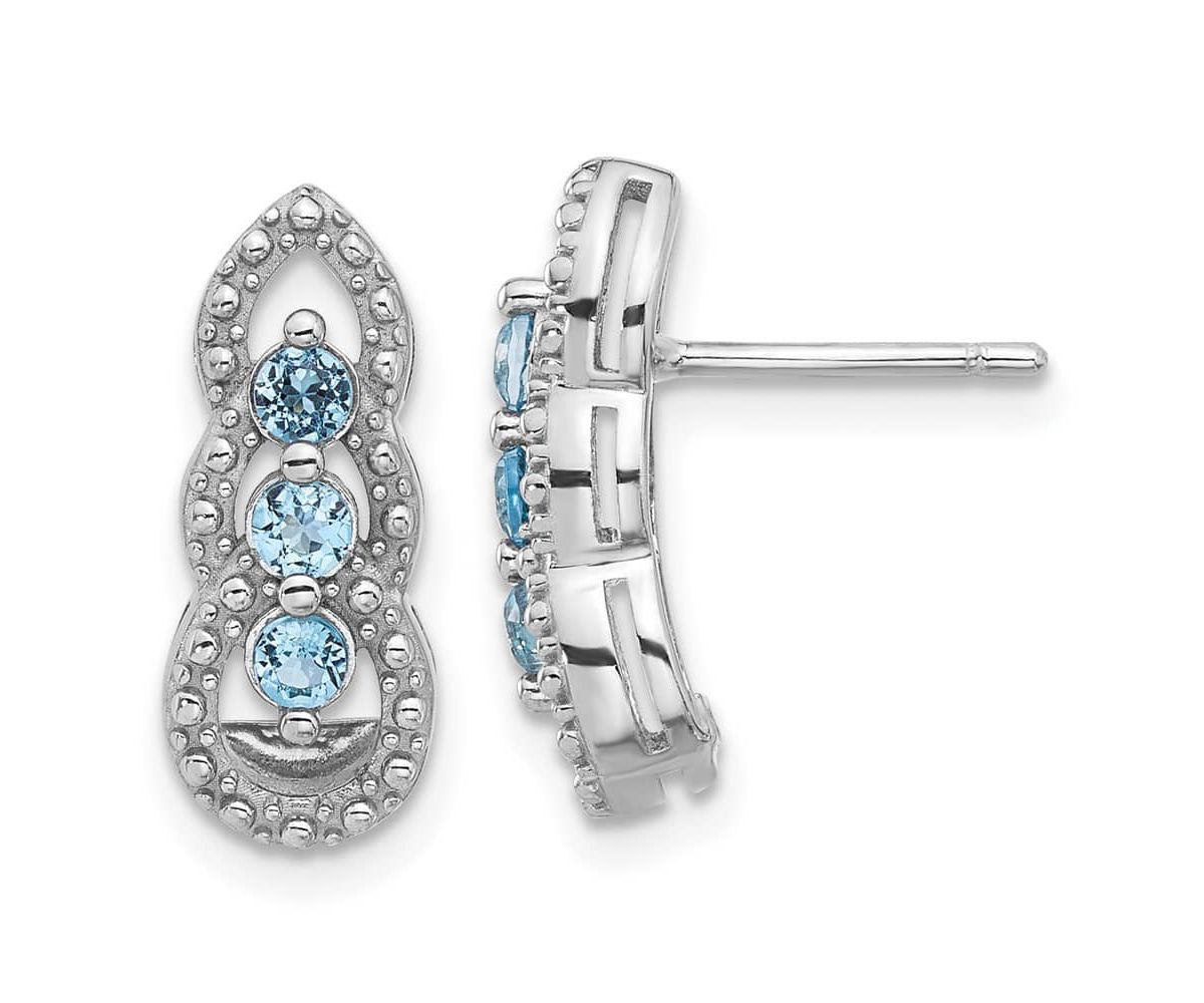 1/2 ct. t.w. Blue Topaz Post Earrings in Rhodium-plated Sterling Silver