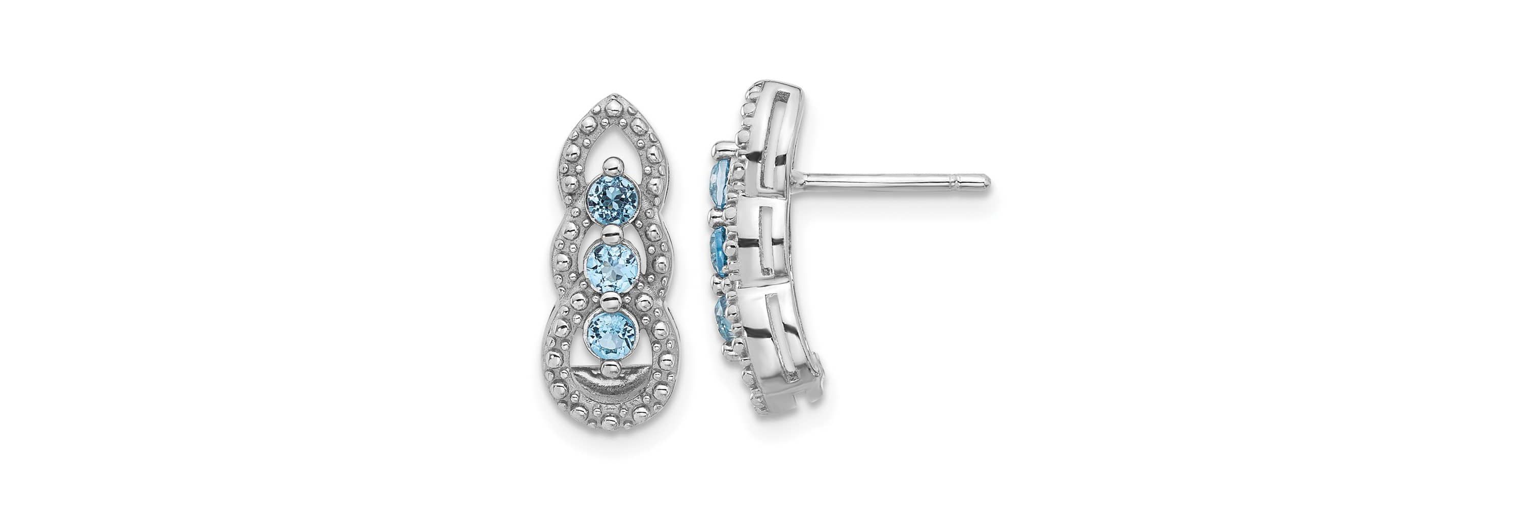 1/2 ct. t.w. Blue Topaz Post Earrings in Rhodium-plated Sterling Silver