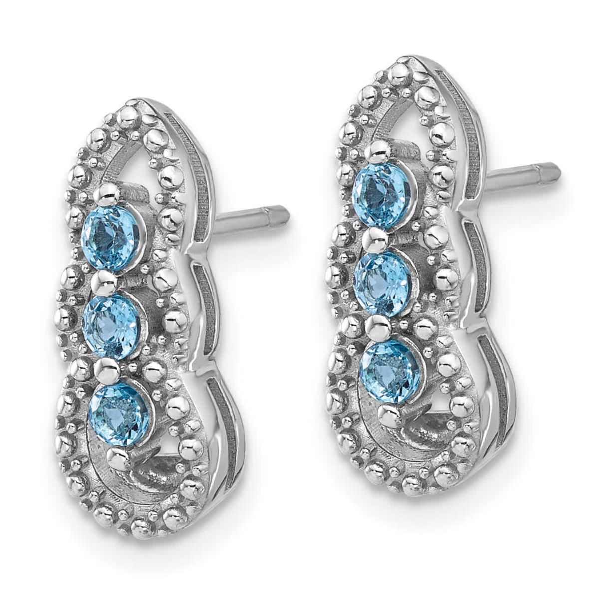 1/2 ct. t.w. Blue Topaz Post Earrings in Rhodium-plated Sterling Silver