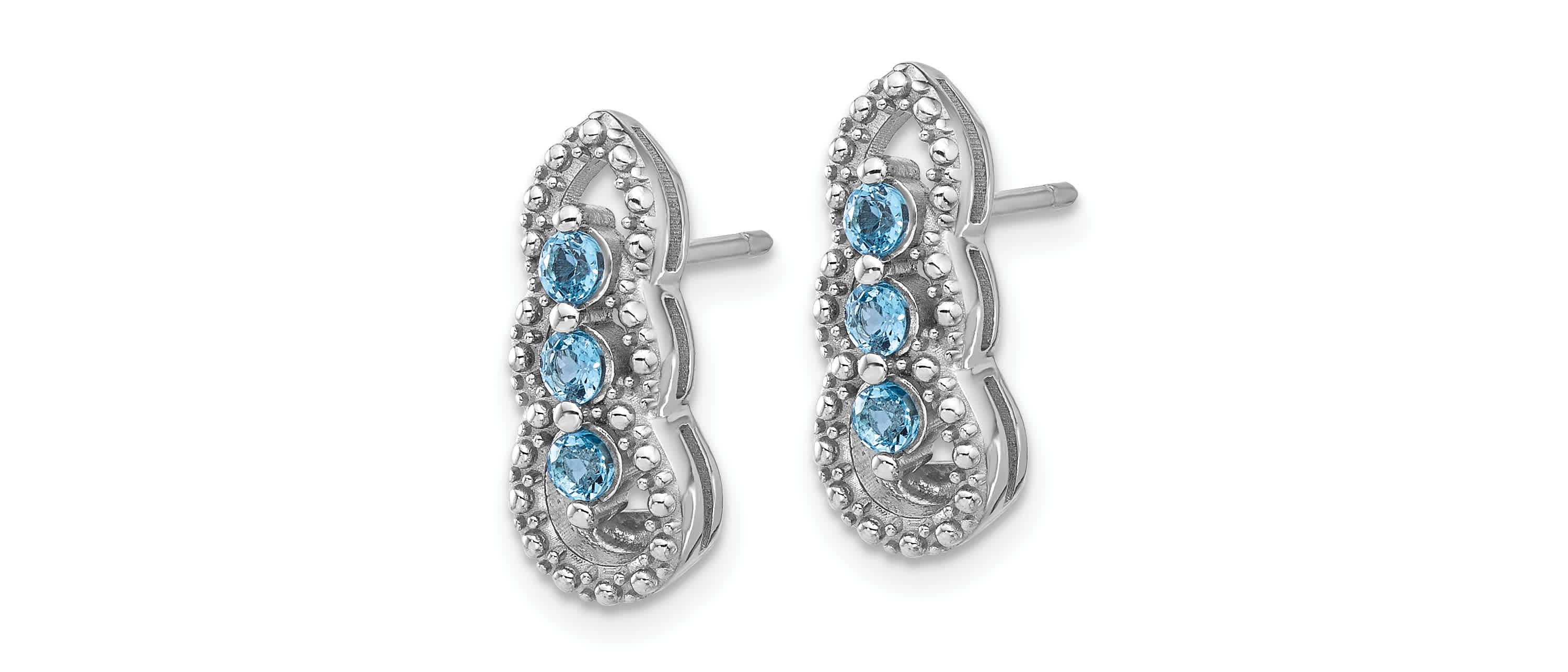 1/2 ct. t.w. Blue Topaz Post Earrings in Rhodium-plated Sterling Silver