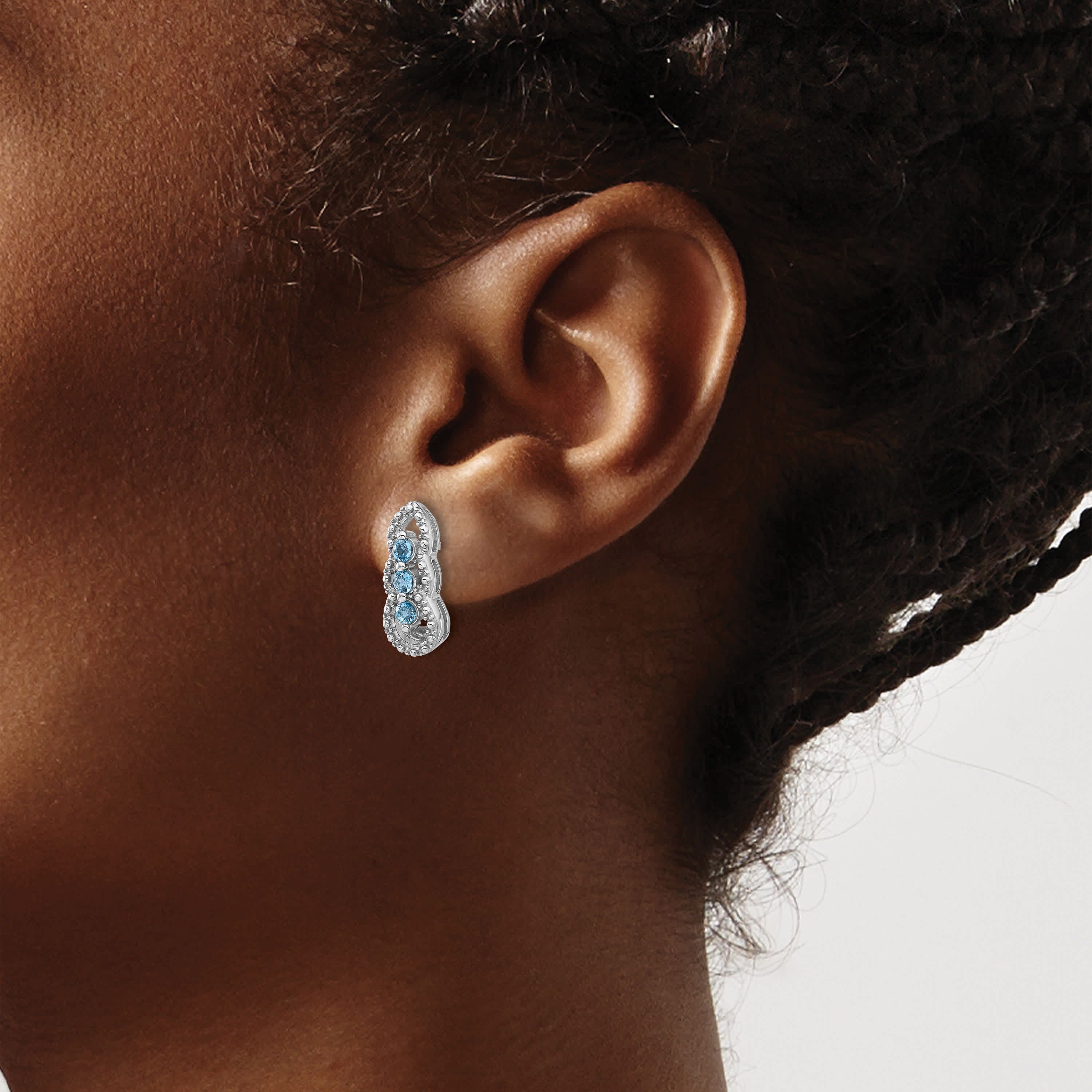 1/2 ct. t.w. Blue Topaz Post Earrings in Rhodium-plated Sterling Silver