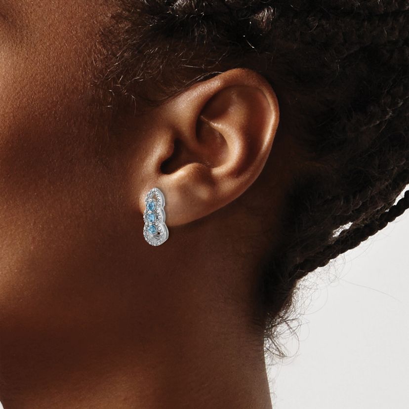 1/2 ct. t.w. Blue Topaz Post Earrings in Rhodium-plated Sterling Silver