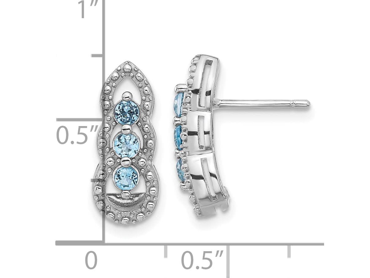 1/2 ct. t.w. Blue Topaz Post Earrings in Rhodium-plated Sterling Silver