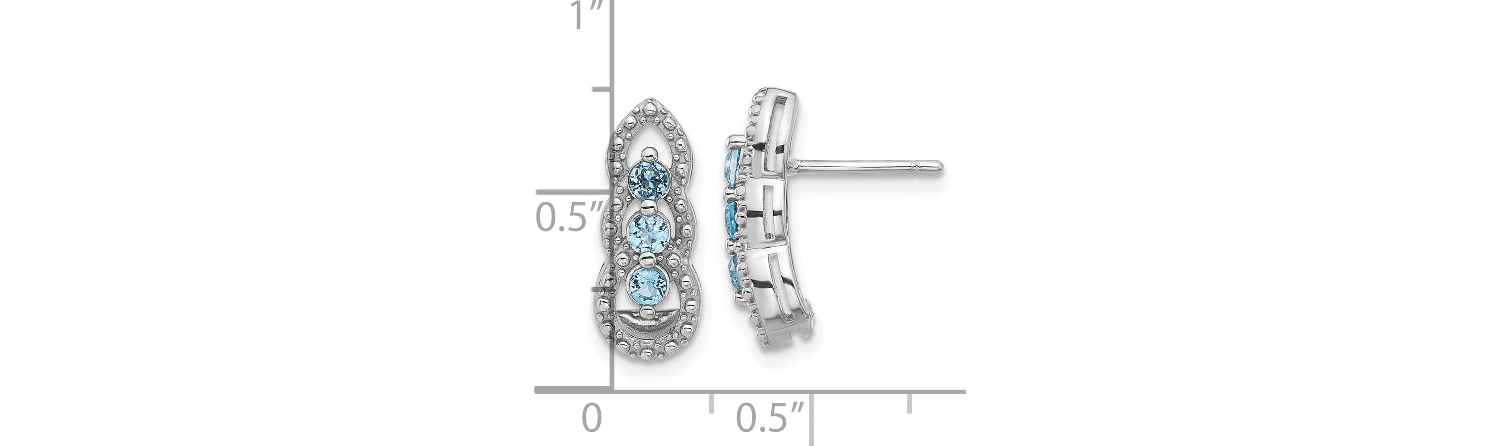 1/2 ct. t.w. Blue Topaz Post Earrings in Rhodium-plated Sterling Silver