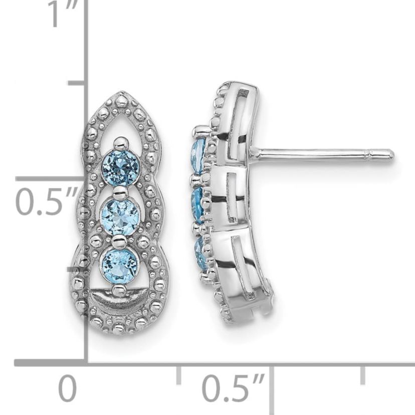 1/2 ct. t.w. Blue Topaz Post Earrings in Rhodium-plated Sterling Silver