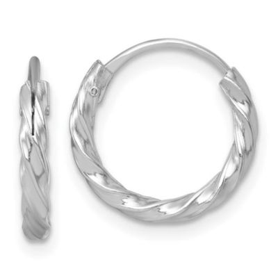 Belk & Co Sterling Silver Rhodium-plated Polished Twisted 15.5x2.25mm Round Hoop Earrings