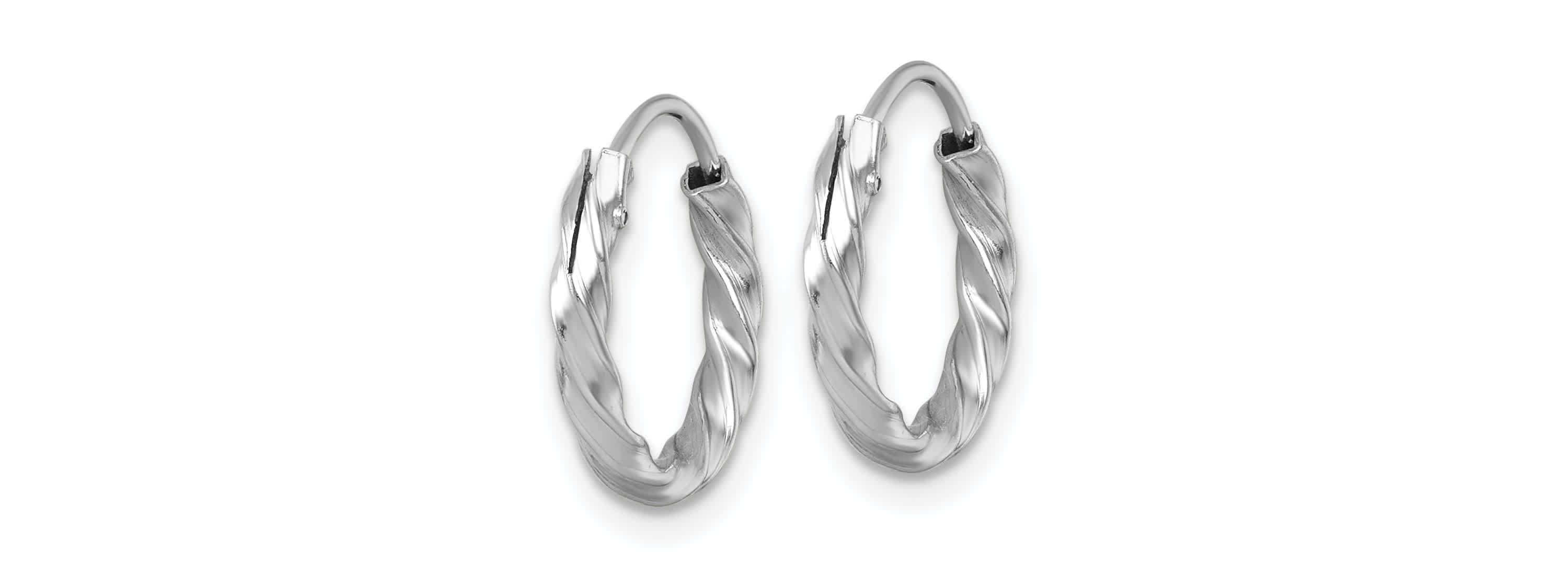 Sterling Silver Rhodium-plated Polished Twisted 15.5x2.25mm Round Hoop Earrings