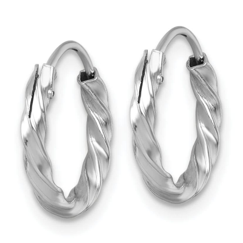 Sterling Silver Rhodium-plated Polished Twisted 15.5x2.25mm Round Hoop Earrings