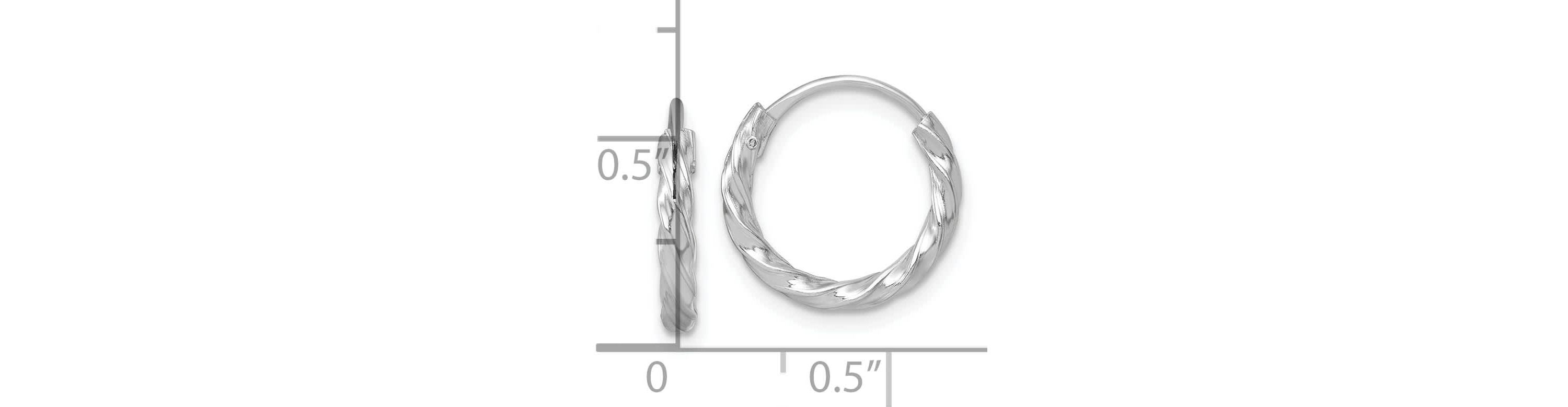 Sterling Silver Rhodium-plated Polished Twisted 15.5x2.25mm Round Hoop Earrings