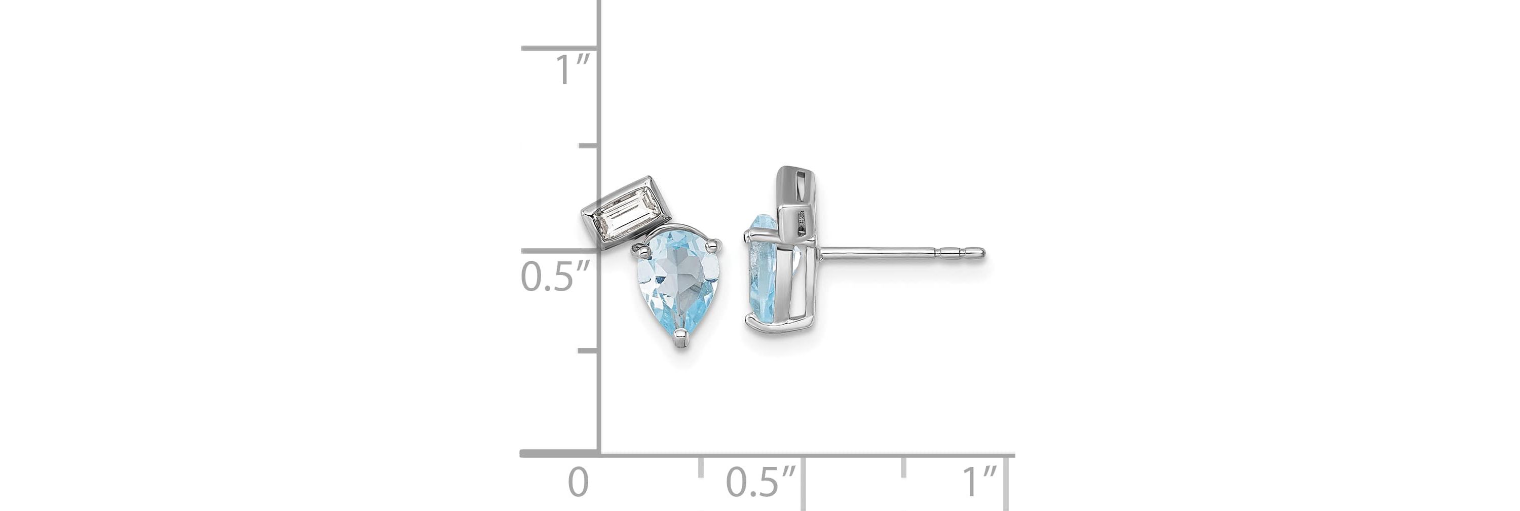 1.63 ct. t.w. Blue Topaz and 1/4 ct. t.w. White Topaz Post Earrings in Rhodium-plated Sterling Silver
