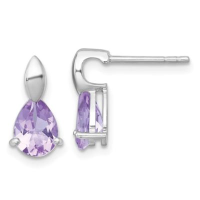 Belk & Co 1.66 ct. t.w. Amethyst Polished Teardrop Post Dangle Earrings in Rhodium-plated Sterling Silver, White