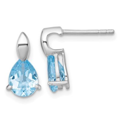 Belk & Co 2.3 ct. t.w. Blue Topaz Polished Teardrop Post Dangle Earrings in Rhodium-plated Sterling Silver, White