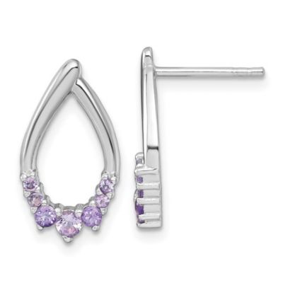 Belk & Co 1/3 ct. t.w. Amethyst Polished Teardrop Post Earrings in Rhodium-plated Sterling Silver, White