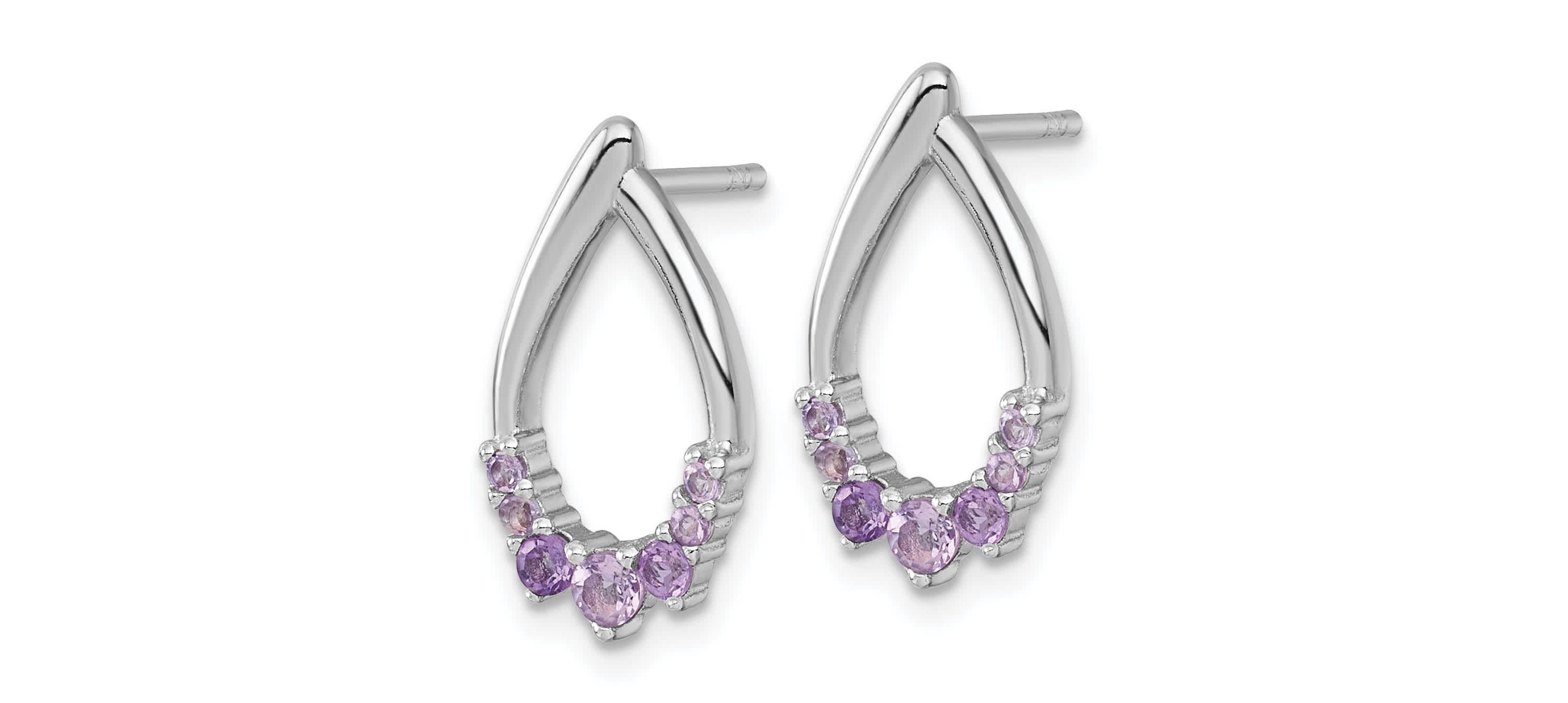 1/3 ct. t.w. Amethyst Polished Teardrop Post Earrings in Rhodium-plated Sterling Silver