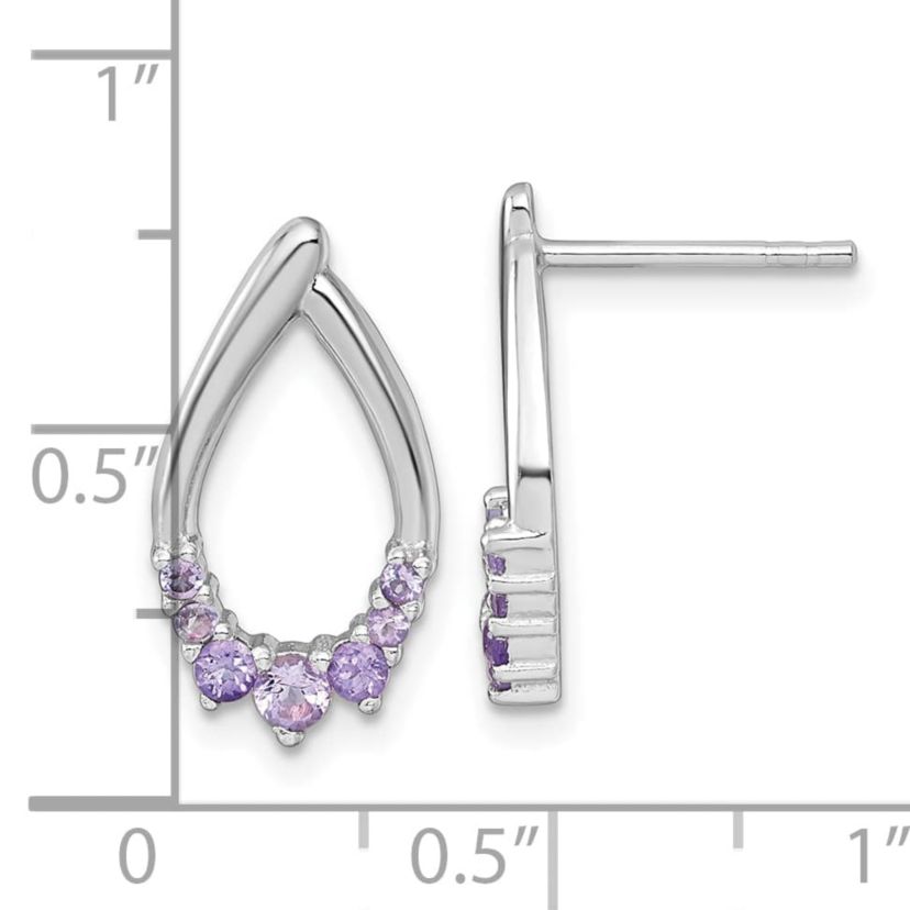 1/3 ct. t.w. Amethyst Polished Teardrop Post Earrings in Rhodium-plated Sterling Silver