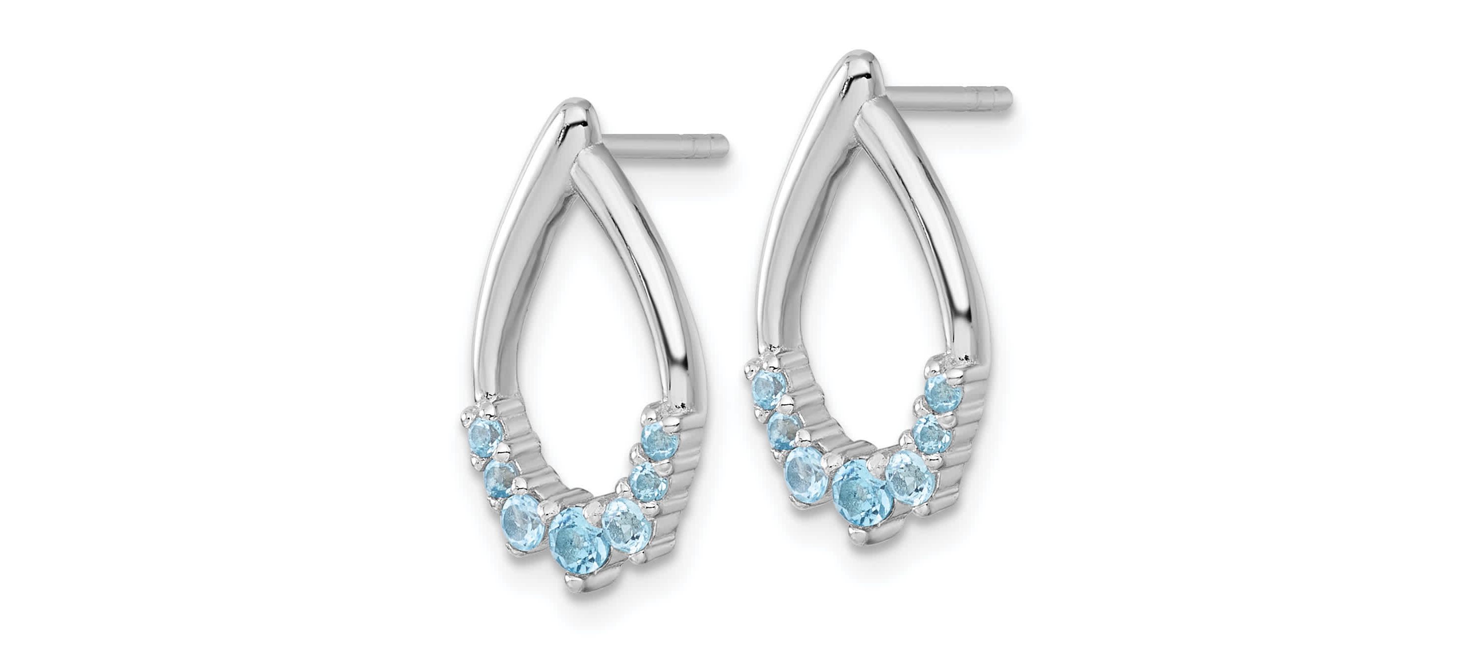 3/8 ct. t.w. Blue Topaz Polished Teardrop Post Earrings in Rhodium-plated Sterling Silver