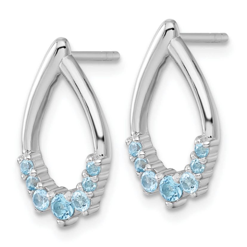 3/8 ct. t.w. Blue Topaz Polished Teardrop Post Earrings in Rhodium-plated Sterling Silver