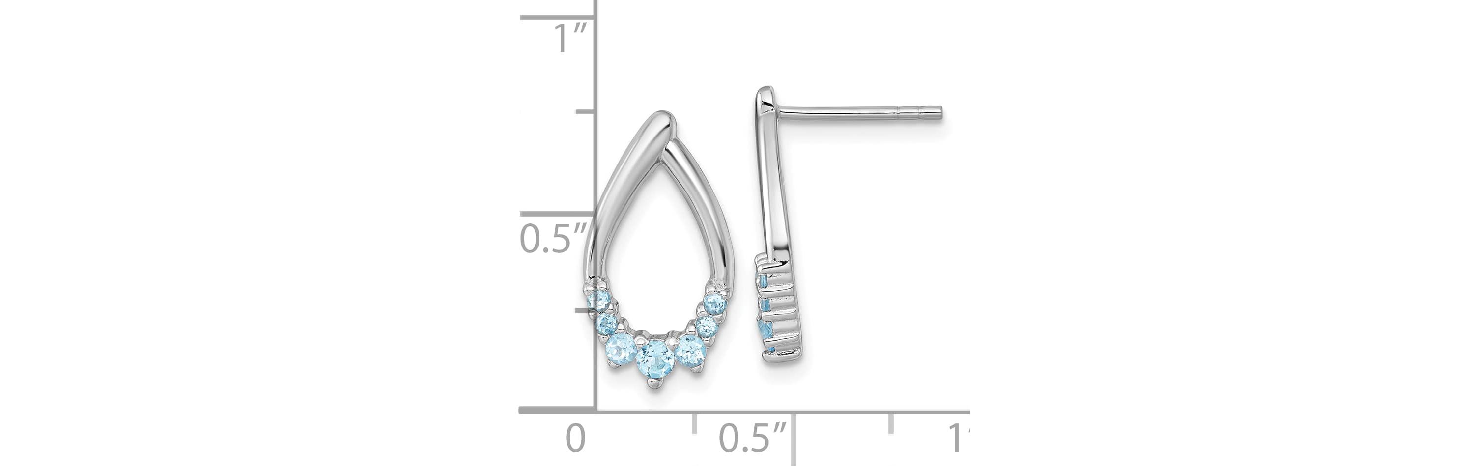 3/8 ct. t.w. Blue Topaz Polished Teardrop Post Earrings in Rhodium-plated Sterling Silver