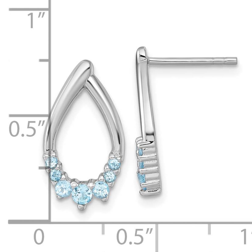 3/8 ct. t.w. Blue Topaz Polished Teardrop Post Earrings in Rhodium-plated Sterling Silver